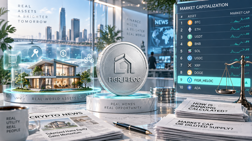 FIGR_HELOC의 시가총액 순위와 토큰화 주택자산을 표현한 이미지
