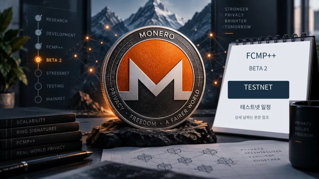 모네로 XMR FCMP++ 테스트넷 주요 일정을 표현한 이미지